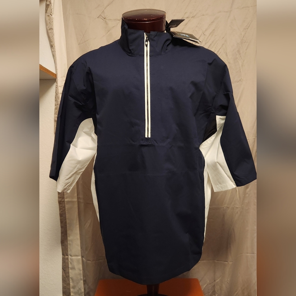 Men's Navy and White Half-Zip Windshirt